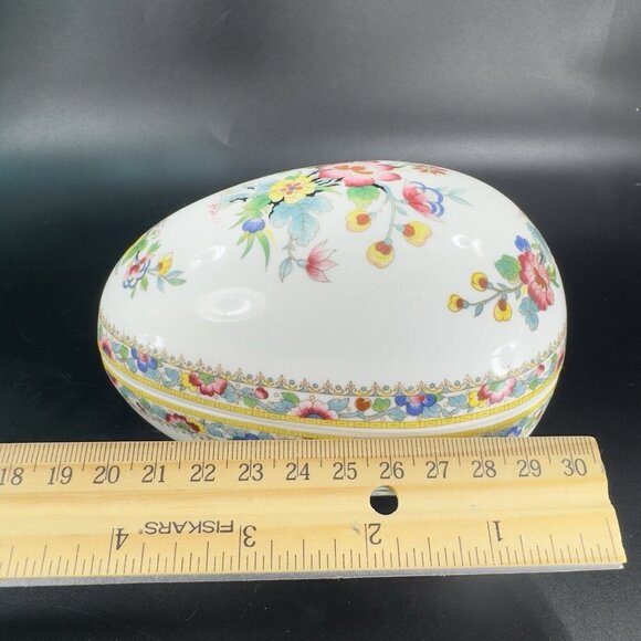COALPORT MING ROSE Egg Shape Bone China Trinket Box England Floral Pattern VTG - Picture 4 of 16